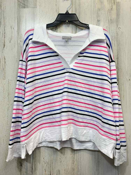 T BY TALBOTS PLUS SIZES Size X WHT/PINK/BLU/BLK Stripe LONG SLEEVES TOP
