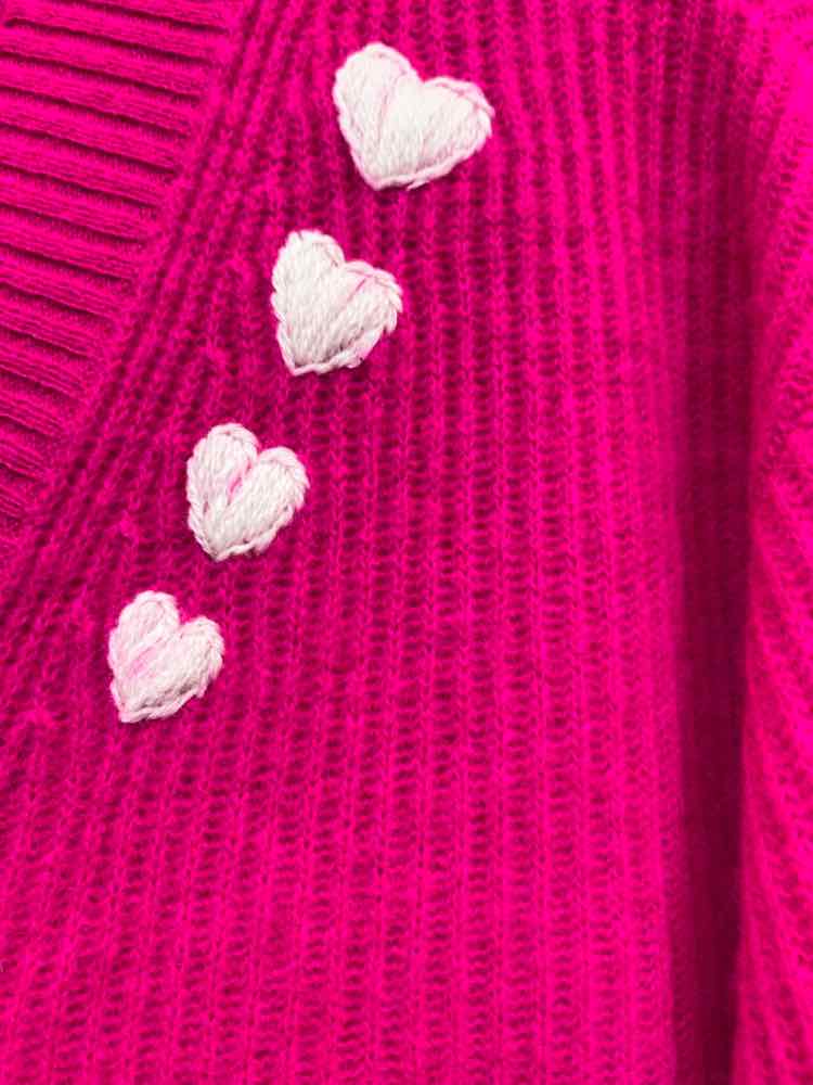 NWT CHARTER CLUB Size S Tops HOT PINK Cashmere LONG SLEEVE V NECK SWEATER