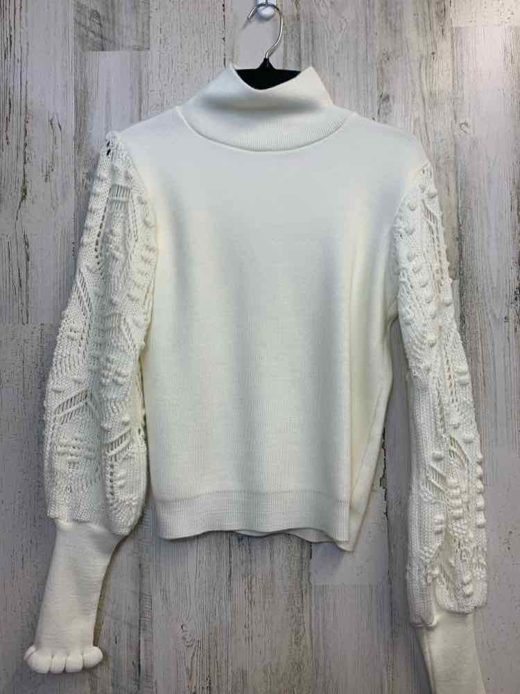 PRE-OWNED AQE FASHION Tops Size S White Solid LONG SLEEVES Sweater/WHITE LONG SL