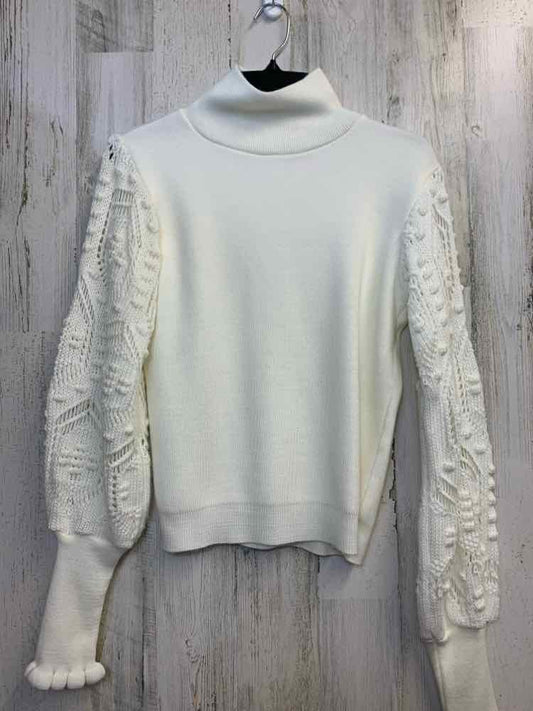 PRE-OWNED AQE FASHION Tops Size S White Solid LONG SLEEVES Sweater/WHITE LONG SL