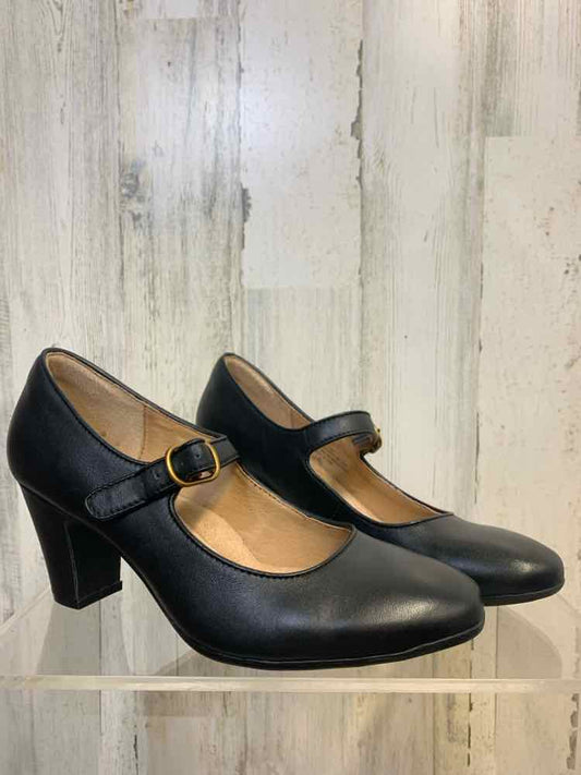 PRE-OWNED SOFFT SHOES Shoe Size 8.5 Black PATENT LEATHER Solid HEEL Shoes/BLACK