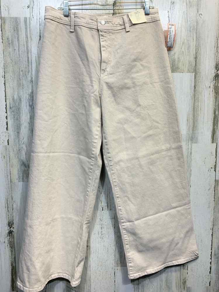 NWT Size 12 UNIVERSAL THREADS BOTTOMS Beige Denim Jeans/HIGH-RISE/WIDE LEG