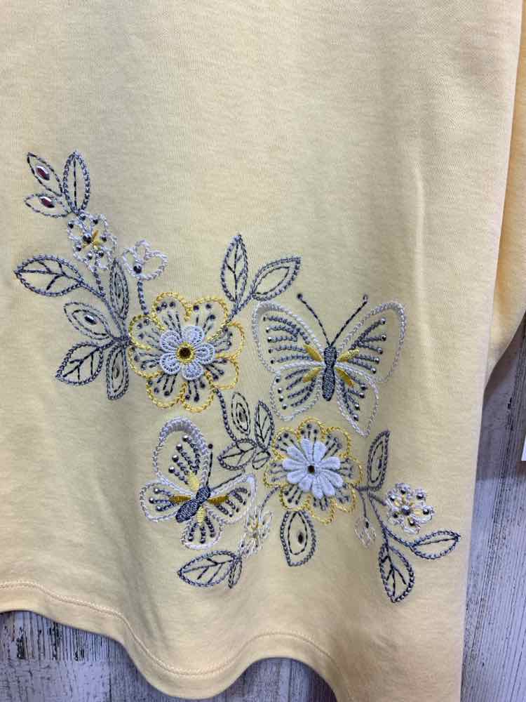 NWT ALFRED DUNNER PLUS SIZES Size 3X PASTEL YELLOW Floral SHORT SLEEVES Shirt/YE