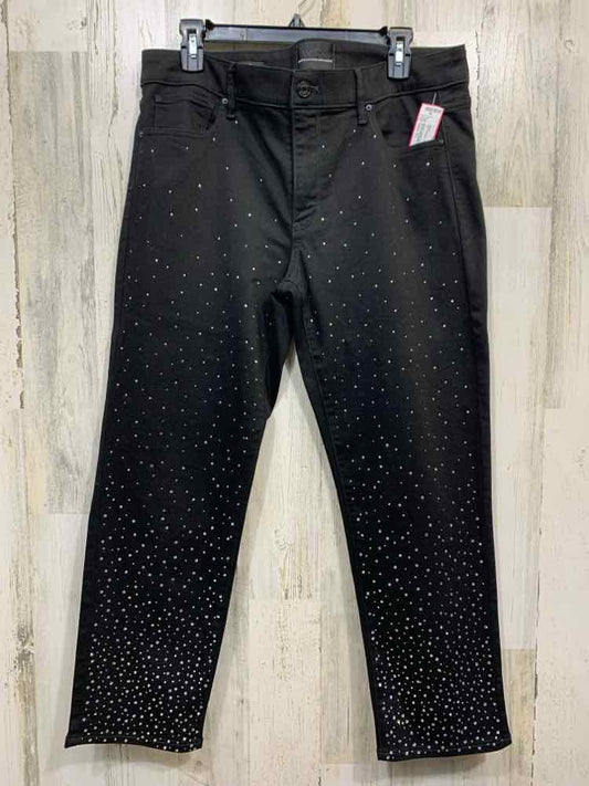 PRE-OWNED WHITE HOUSE/BLACK MARKET Size 12 BOTTOMS BLACK WIDE LEG SLIM ANKLE PAN