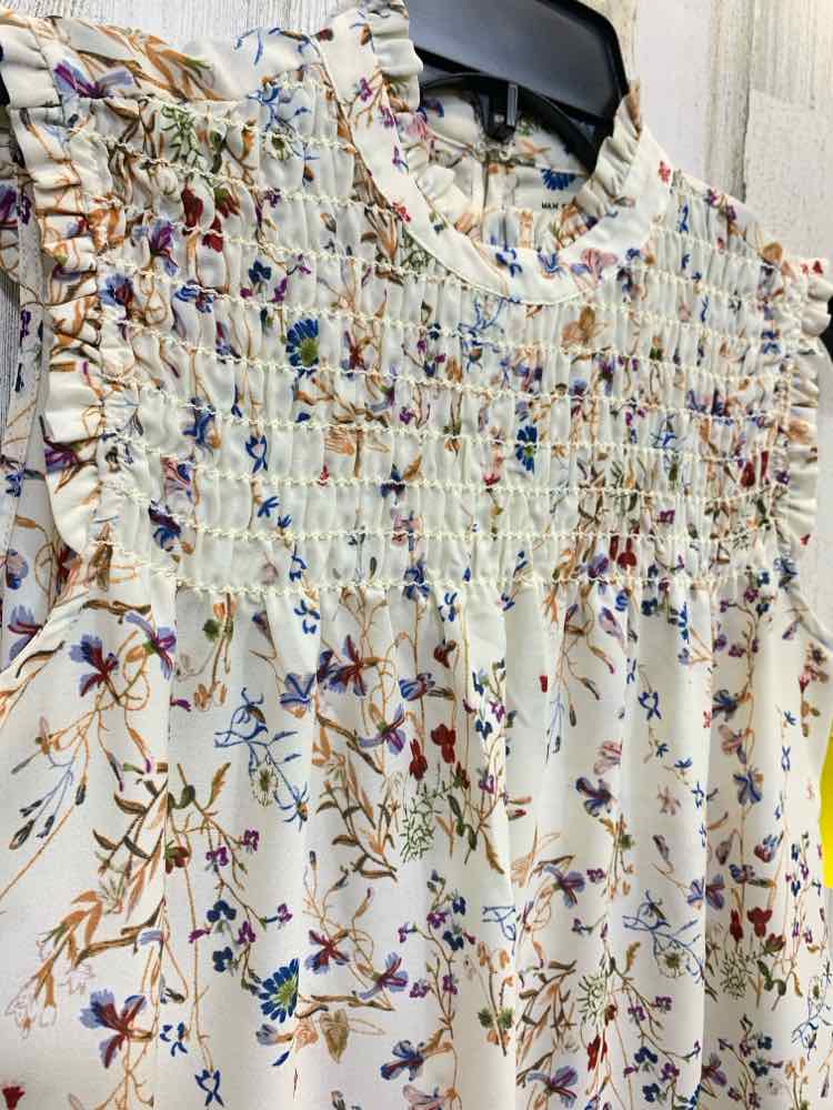 PRE-OWNED MAX STUDIO Tops Size XS CRM/RED/BLU Floral SLEEVELESS Blouse