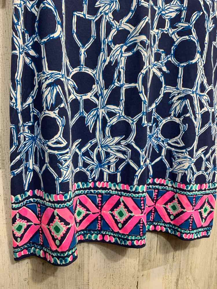 PRE-OWNED LILLY PULITZER Designer Handbags Size XS WHT/BLU BAMBOO Dress