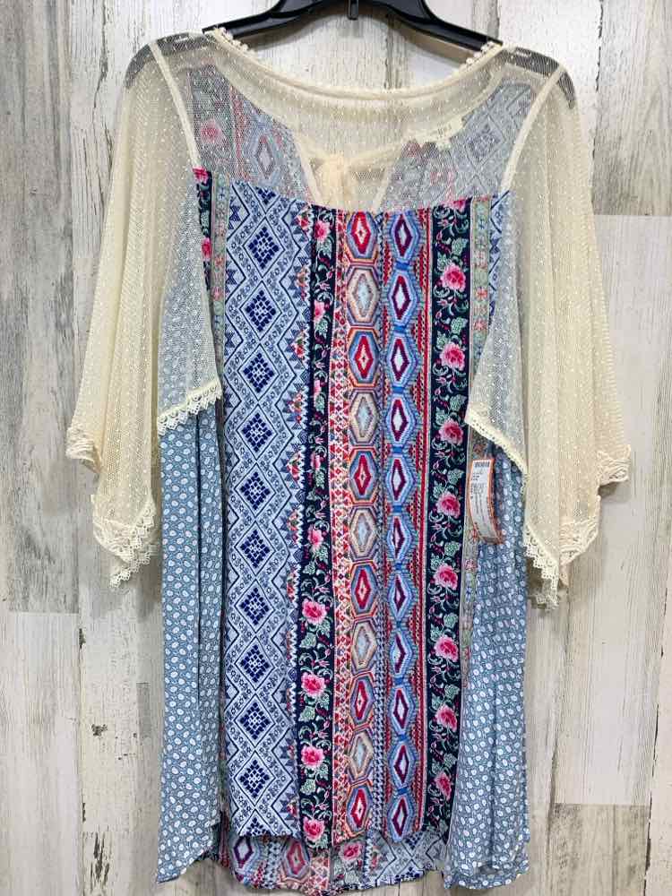 NWT UMGEE Tops Size S Multi-Color Print 3/4 SLEEVE Blouse