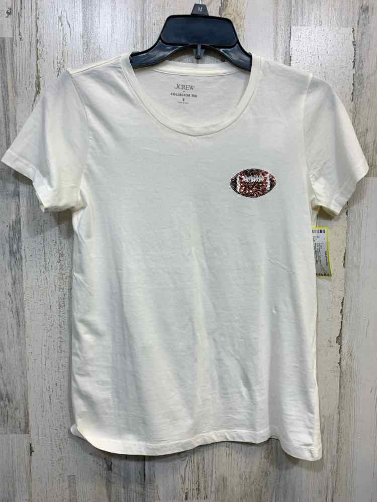 PRE-OWNED J CREW Size S White COTTON Solid SHORT SLEEVES T-shirt/ROUND NECK WITH