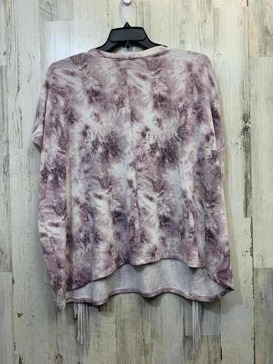 PRE-OWNED 143 STORY Tops Size L GRAY/PURPLE TY-DYE SHORT SLEEVES TOP/TYE-DYE TOP
