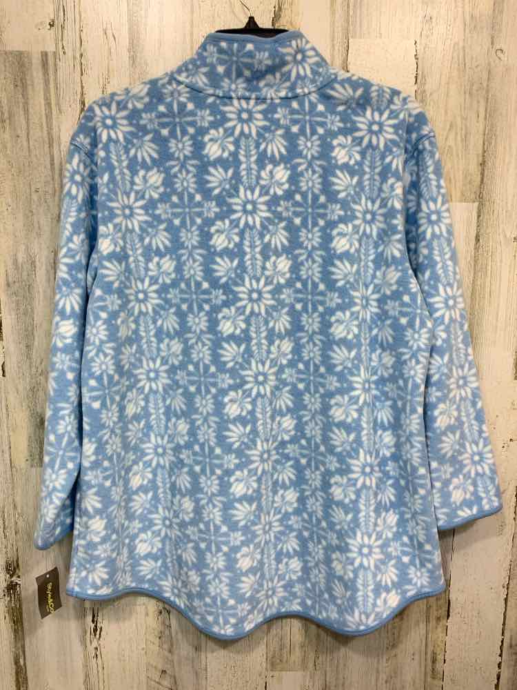 NWT STYLE & CO Size 2X Tops BLU/WHT SHERPA Floral LONGSLEEVE SWEATER
