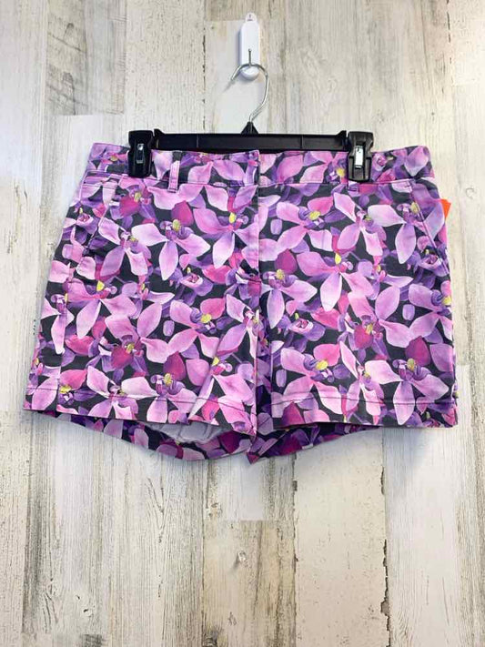 Size 10 LANDS END BOTTOMS GRAY/PURPLE ORCHIDS SHORT Shorts