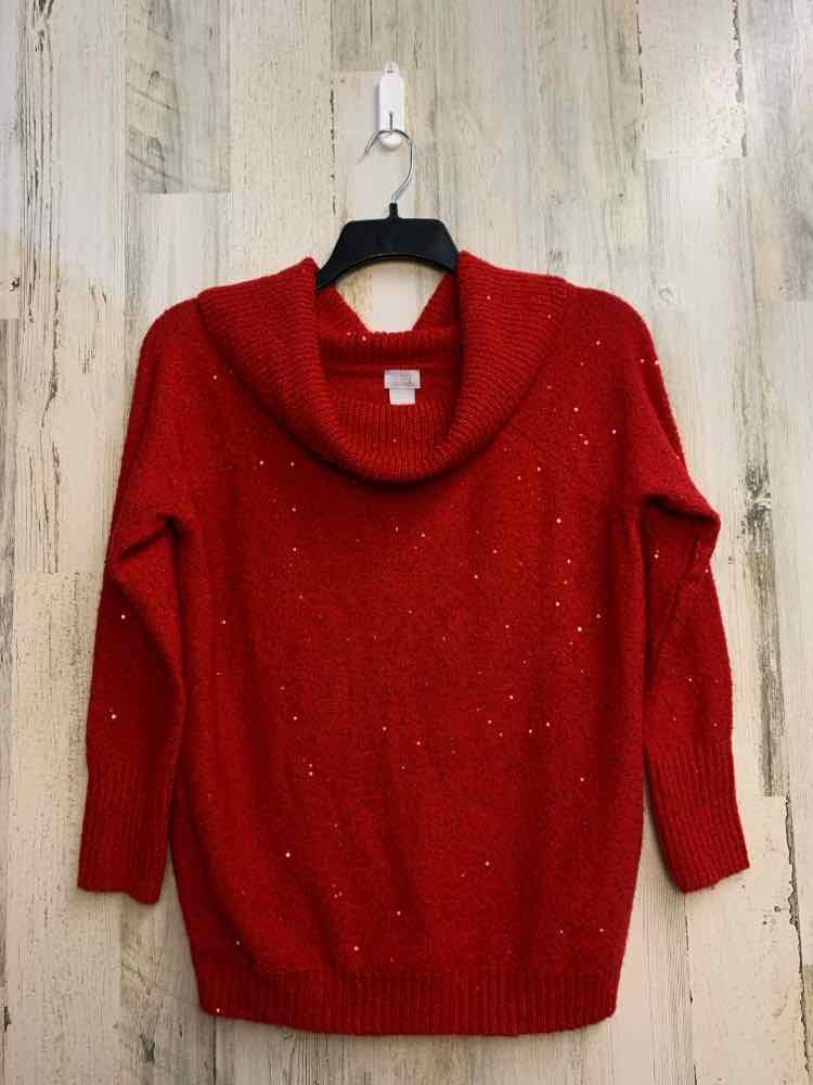 PRE-OWNED CHICO Tops Size S Red LONG SLEEVES TOP/COWL NECK SWEATER