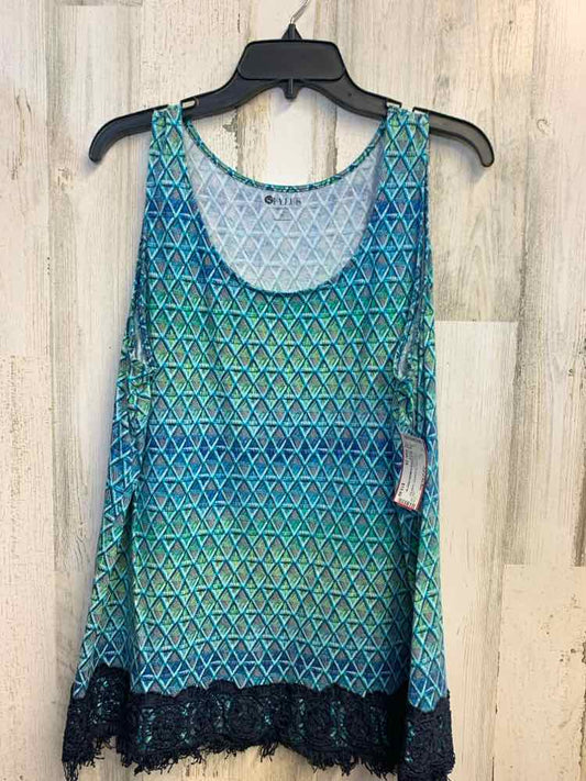 STYLUS PLUS SIZES Size 2X BLU/GREEN DIAMOND SLEEVELESS TOP