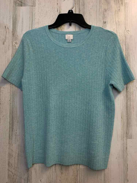 A NEW DAY Tops Size M AQUA RIBBED SHORT SLEEVES TOP