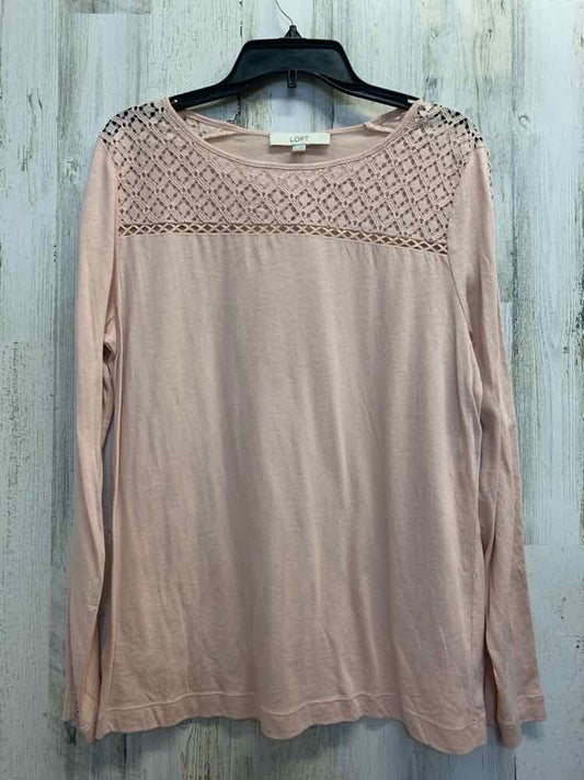 NWT LOFT Tops Size L SOFT PINK CROCHET LONG SLEEVES TOP/LONG SLEEVE SOFT PINK TO