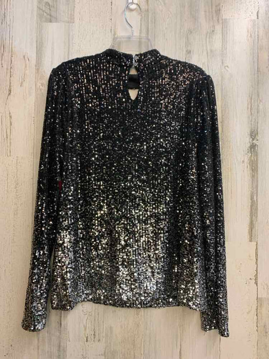 THE LIMITED Tops Size XL BLK/SILVER Sequined LONG SLEEVES TOP