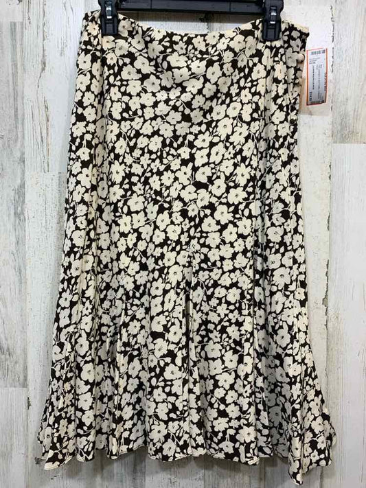 PRE-OWNED LAUREN RALPH LAUREN 8 BOTTOMS CRM/BRN Floral Midi