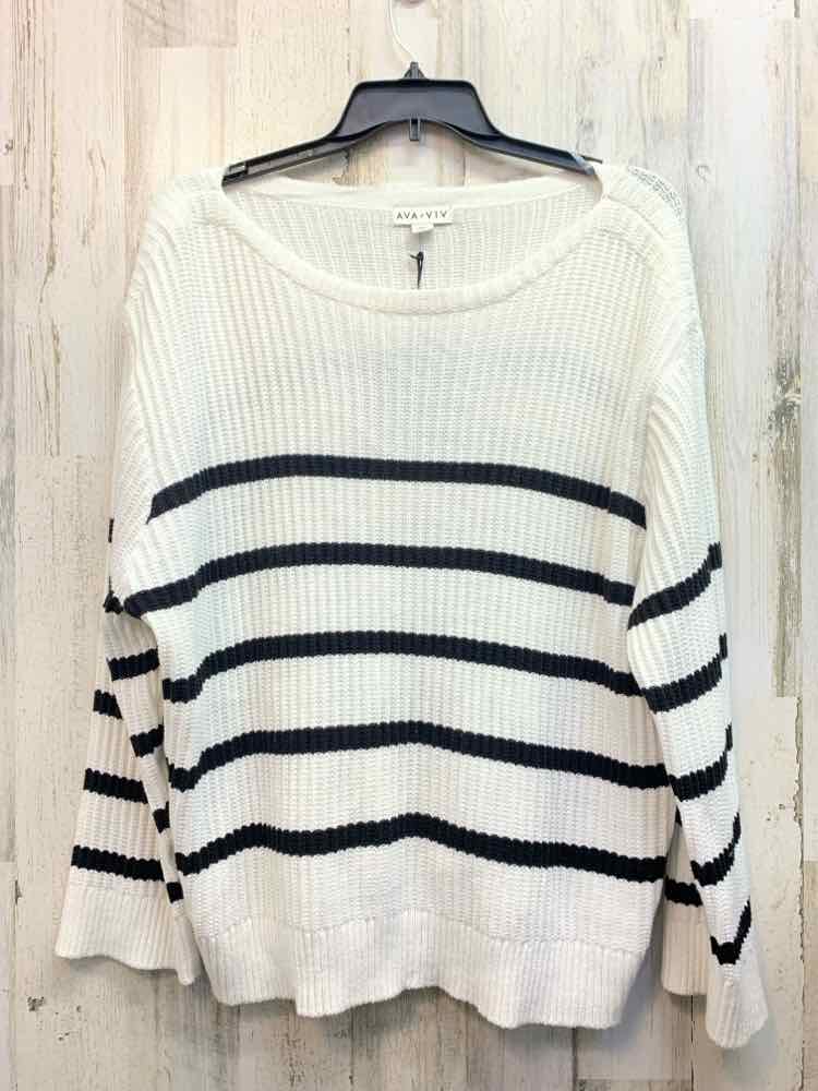 NWT AVA & VIV Tops Size 3X WHITE/BLACK Stripe SWEATER Sweater/WHITE/BLACK STRIPE