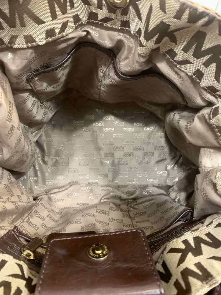 PRE-OWNED MICHAEL KORS LGT BRWN/DRK BRWN Handbag/LIGHT BROWN/DARK BROWN MONO GRA