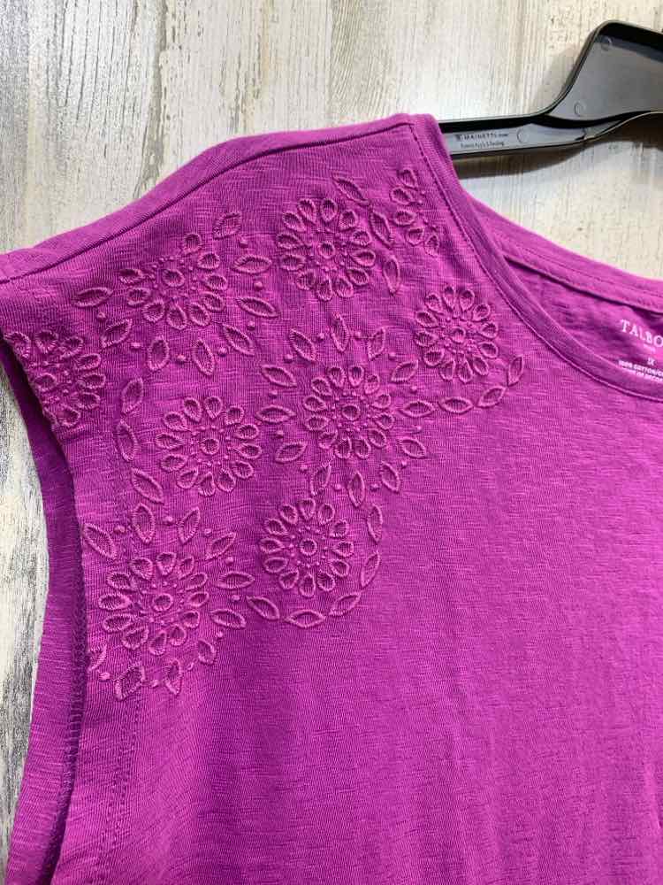 PRE-OWNED TALBOTS PLUS SIZES Size 1X Purple Floral SHORT SLEEVES Shirt/PURPLE SH