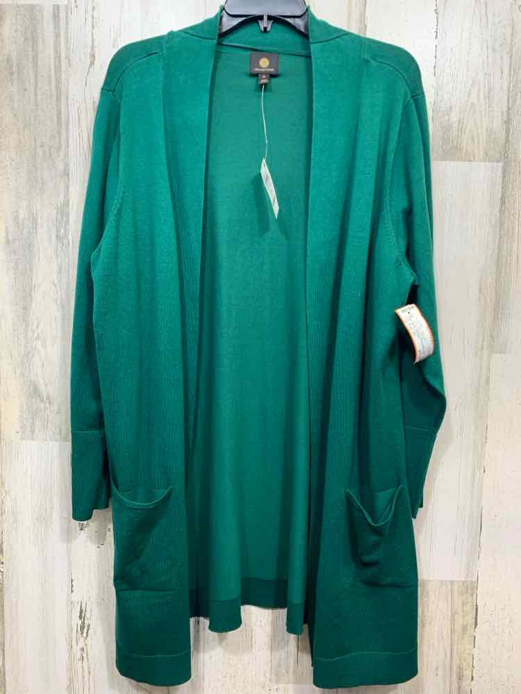 NWT JM COLLECTION/FRONT POCKET GOLD-TONE CUFF BUTTONS OPEN CARDIGAN