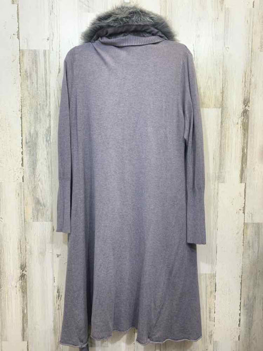 NWT SIONI Tops Size L Gray CARDIGAN Cardigan/OPEN FRONT GRAY CARDIGAN W/ FAUX FU