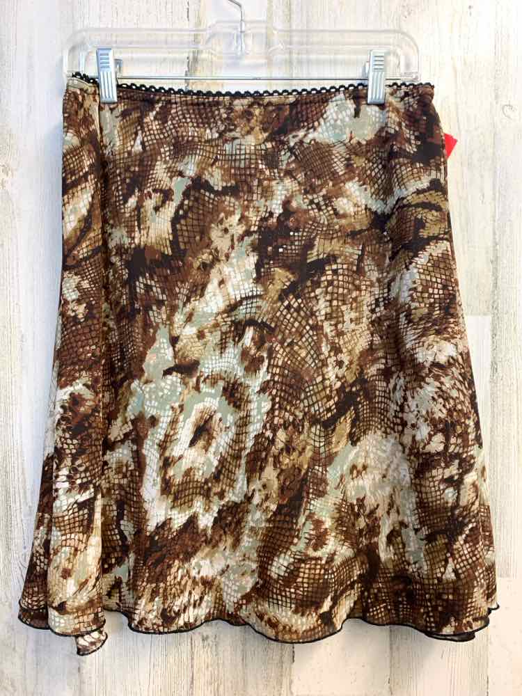 PRE-OWNED BRIGGS Dresses and Skirts Size M Brown Animal Print MIDI Skirt