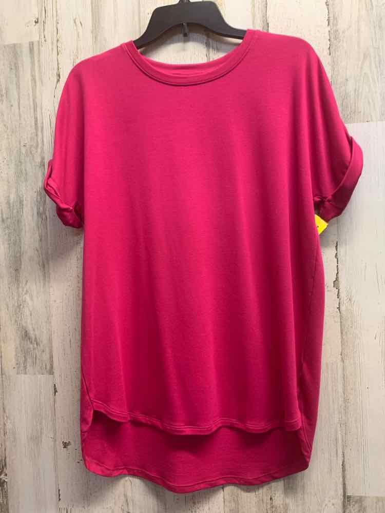 PRE-OWNED CROWN & IVY Tops Size S HOT PINK Solid SHORT SLEEVES Shirt/HOT PINK SH