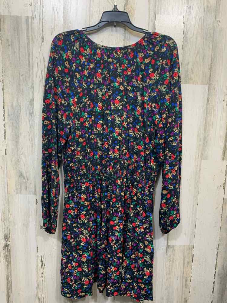 PRE-OWNED GAP Dresses and Skirts Size L BLACK/MULTI Floral LONG SLEEVE Dress/MIN