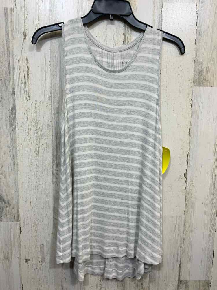 PRE-OWNED MERONA/HORIZONTAL STRIPE RIBBED KNIT SLEEVELESS SCOOP NECK