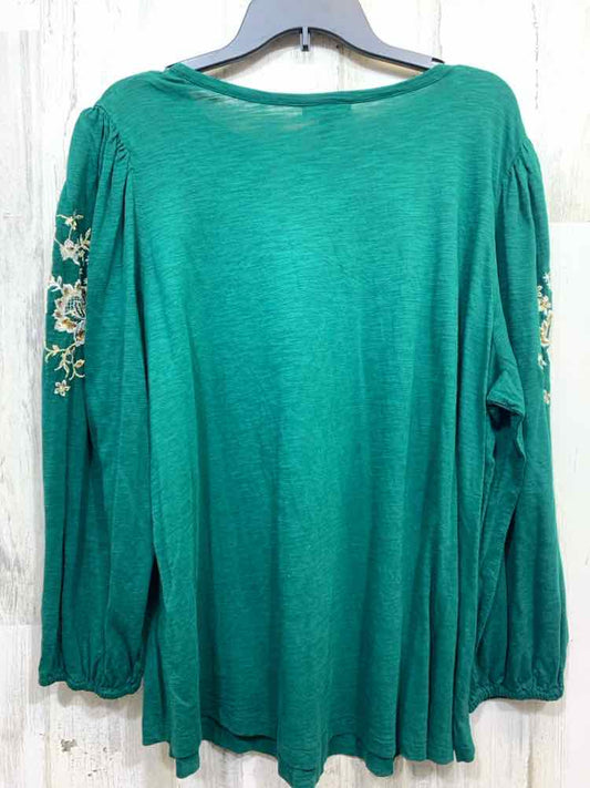 NWT STYLE & CO/EMBROIDERED LONG SLEEVE TASSLE TIE NECK PEASANT TOP
