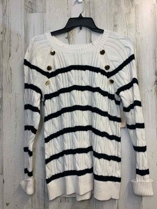 TALBOTS PLUS SIZES Size 1X WHT/BLK Stripe SWEATER Sweater