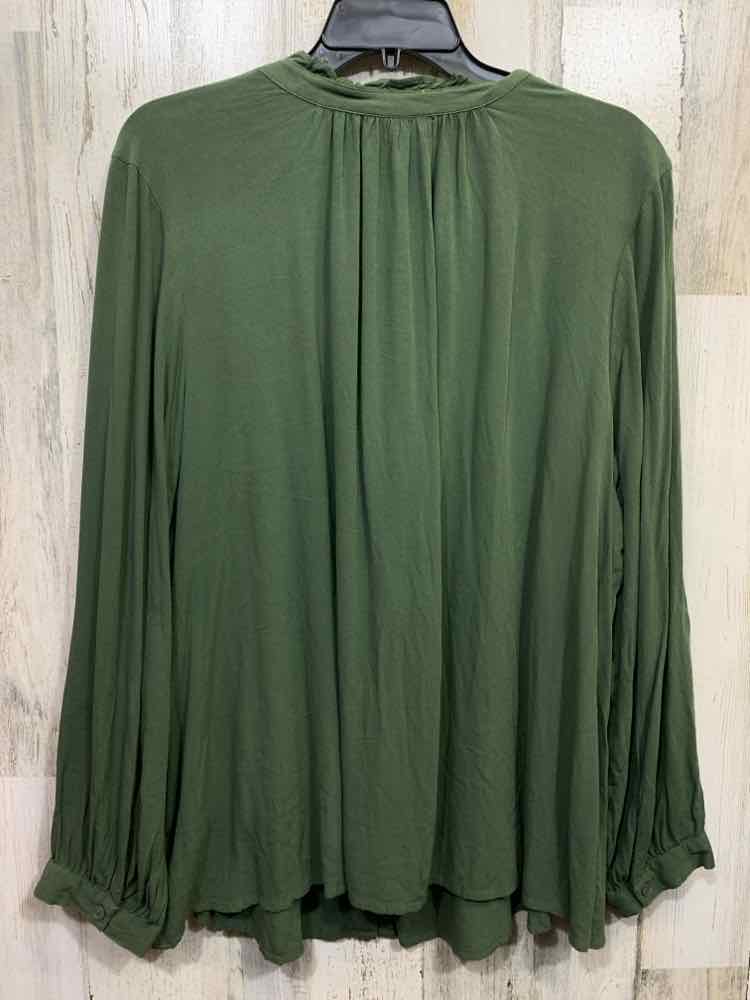 NWT STYLE & CO Tops Size 3X Green Solid LONG SLEEVE Blouse