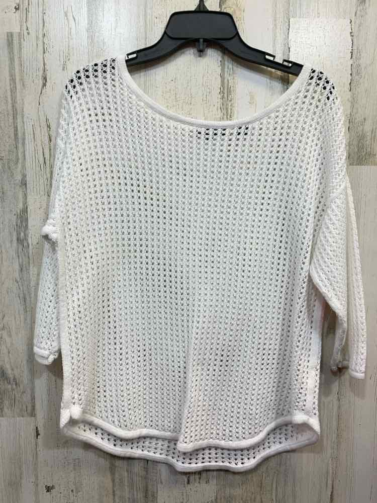 PRE-OWNED JEANNE PIERRE Tops Size L White FISH NET 3/4 LENGTH Shirt/WHITE 3/4 LE