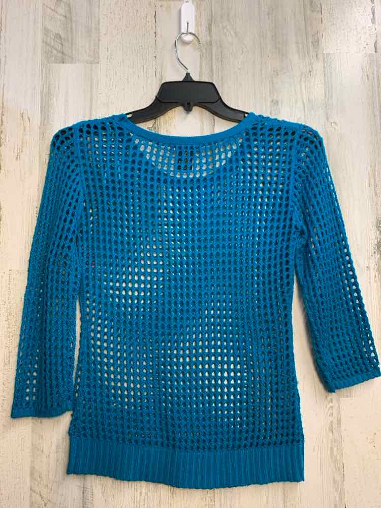 PRE-OWNED DEB Tops Size M Blue SHORT SLEEVES TOP/CROCHET TOP