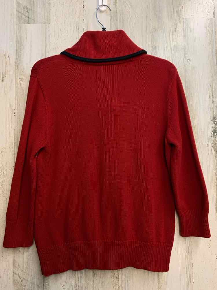 PRE-OWNED CHAPS Tops Size M Red LONG SLEEVES TOP/SWEATER W/BUCKLE AT NECKLINE