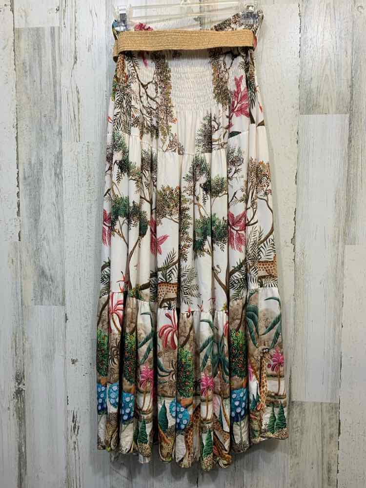 PRE-OWNED Dresses and Skirts WHITE/BROWN/BLUE/PINK/GREEN/ORANGE Jungle Maxi/TIER