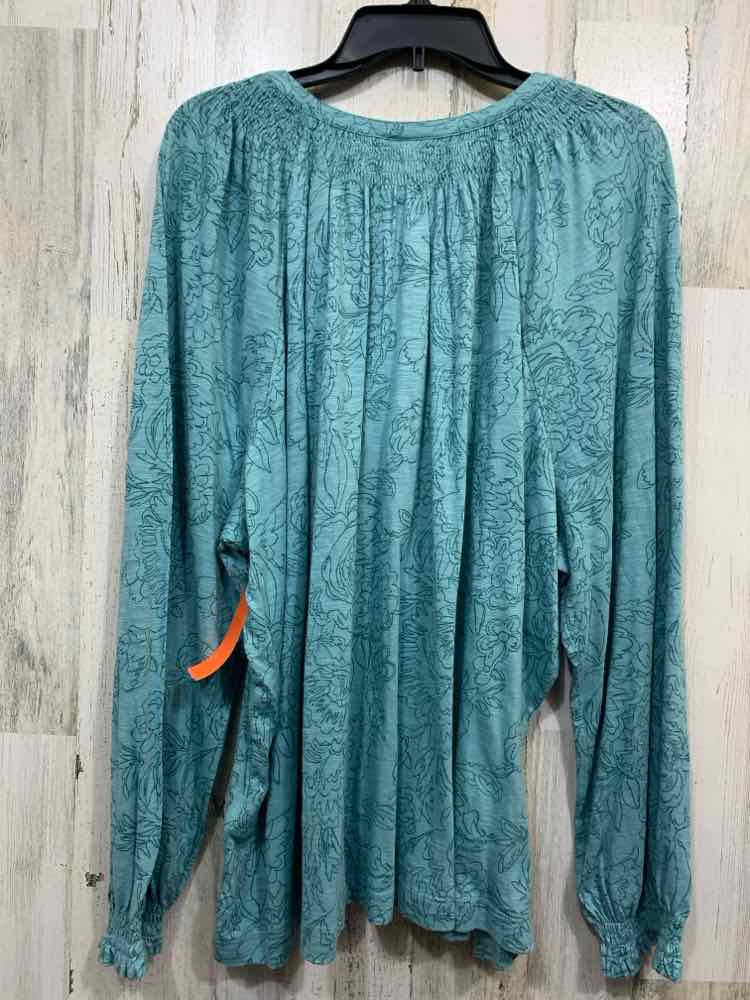 NWT STYLE & CO/FLORAL PAISLEY PRINT LONG SLEEVE GATHERED NECK BUTTON FRONT