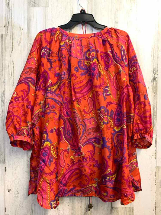 LAUREN RALPH LAUREN PLUS SIZES Size 1X RED/PUR/YEL Paisley 2PC TOP