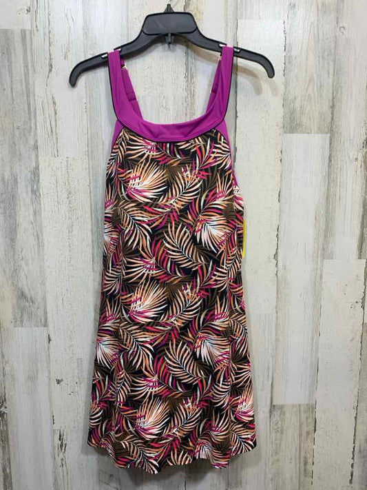 PRE-OWNED LAND & SEA Swimwear Size 18W BLACK/PURPLE/OLIVE/PEACH Swimsuit/ONE PIE