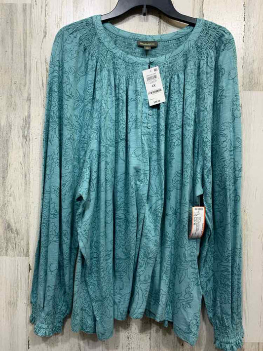 NWT STYLE & CO/FLORAL PAISLEY PRINT LONG SLEEVE GATHERED NECK BUTTON FRONT