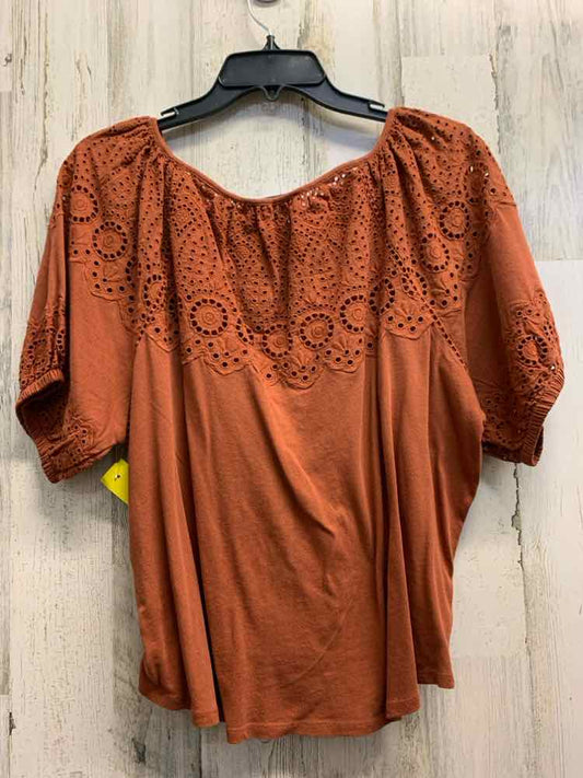 PRE-OWNED LOFT Tops Size M Brown Eyelet 3/4 SLEEVE Blouse/BROWN EYELET PATTERN T