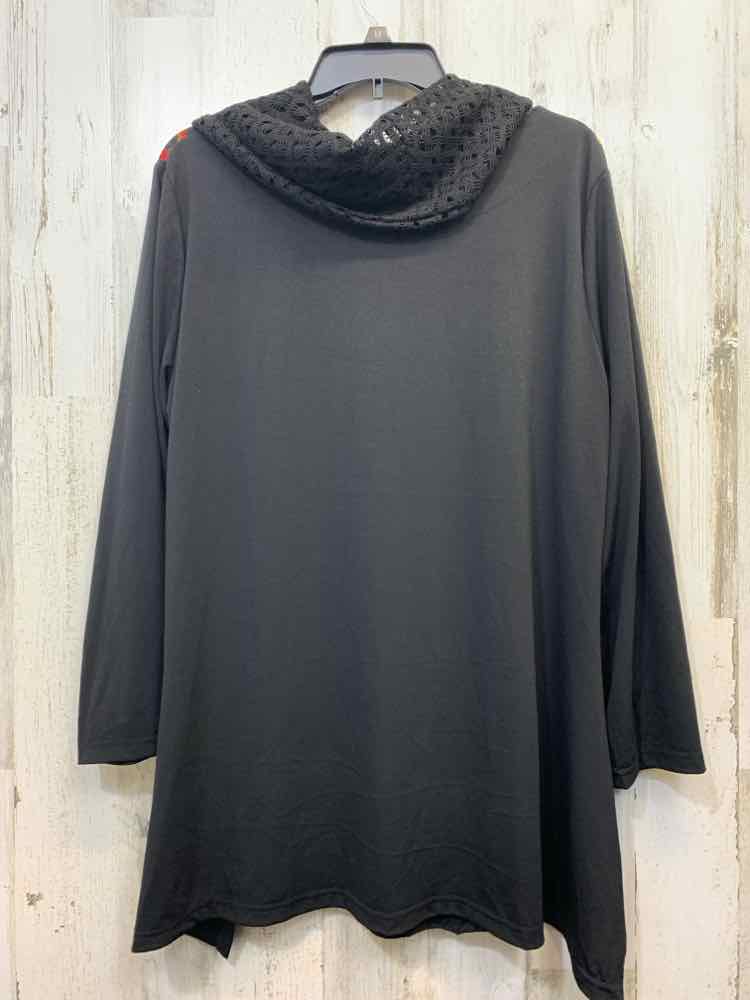 CALESSA Tops Size XL BLK/MULTI-COLOR WAVES COWL NECK TOP
