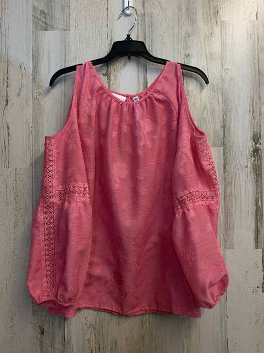 RAFAELLA Tops Size XL BUBBLEGUM PINK Floral COLD SHOULDERS TOP