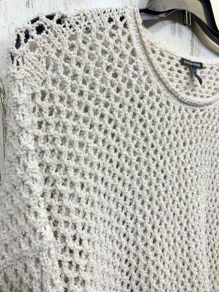 PRE-OWNED EILEEN FISHER Size XL Tops White Knit LONGSLEEVE SWEATER