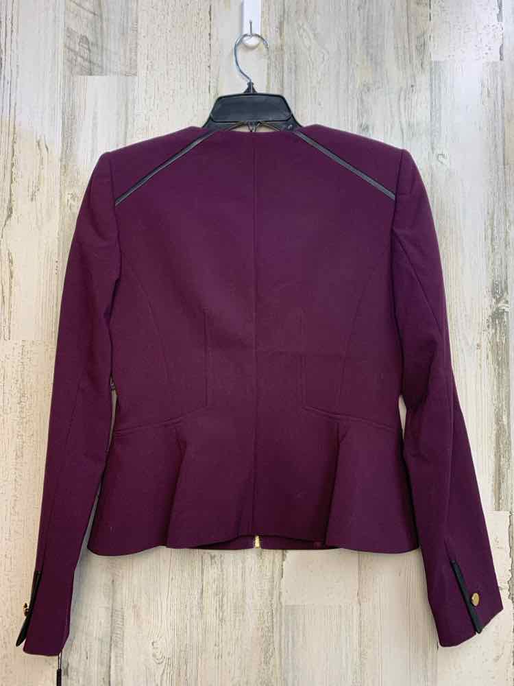 PLUM ZIP-UP JACKET W/ BLACK TRIM