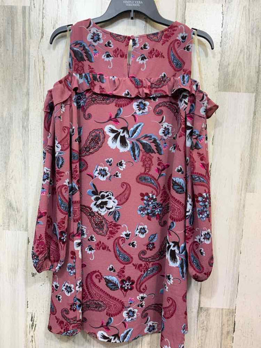 PRE-OWNED ANDREE BY UNIT Dresses and Skirts Size M MAUVE/BLU/BLK/WHT Dress/W/ RU