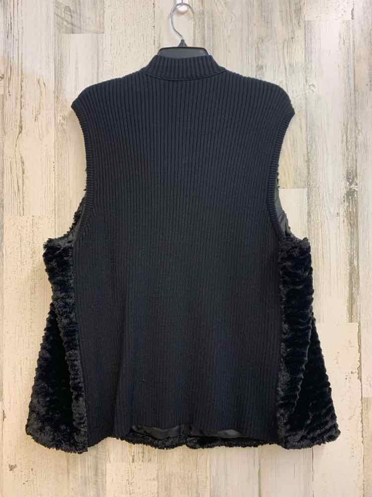 ALFRED DUNNER PLUS SIZES Size 24W Black Fur VEST Vest