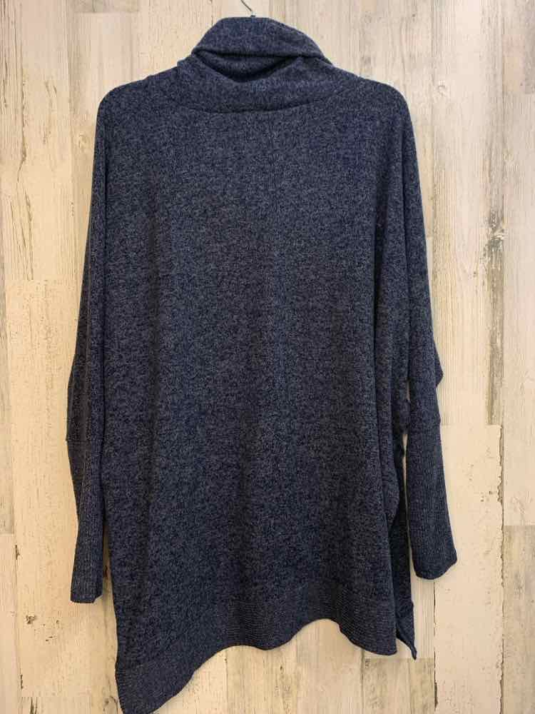 ZENANA Tops Size S Blue MARLED BAT SLEEVES Sweater