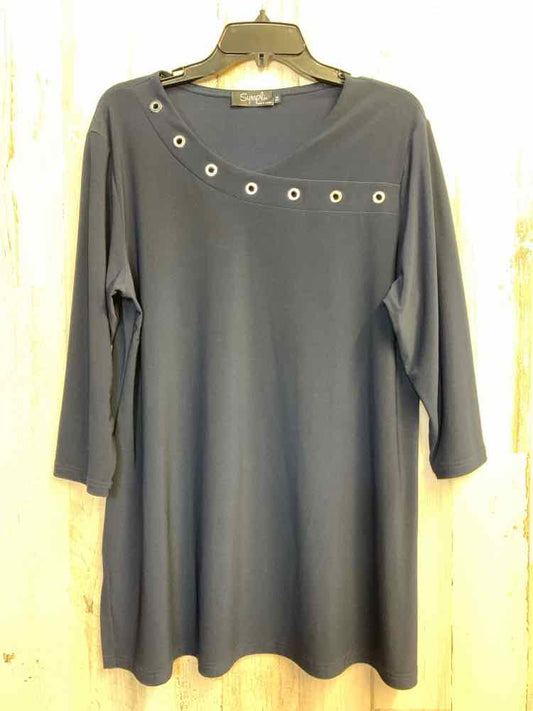 SYMPLI Tops Size 14 Navy 3/4 LENGTH TOP